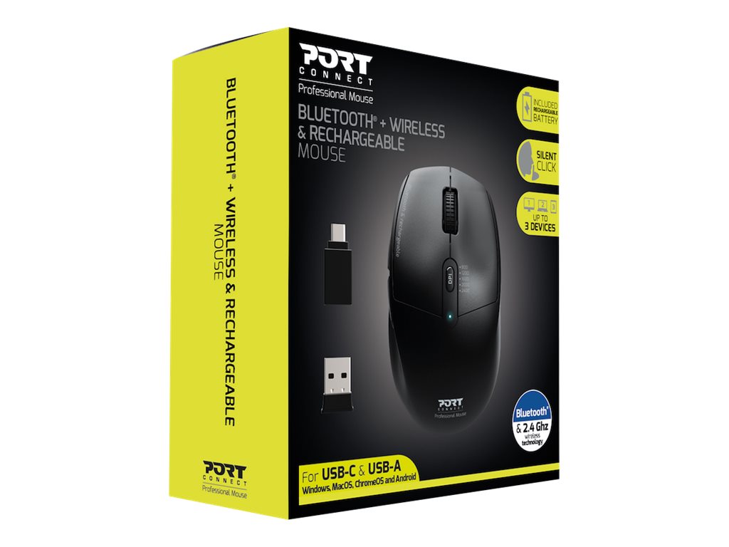 Port Designs PORT Connect Professional Maus 2,4 GHz + Bluetooth 2400 DPI 5 Tasten Schwarz