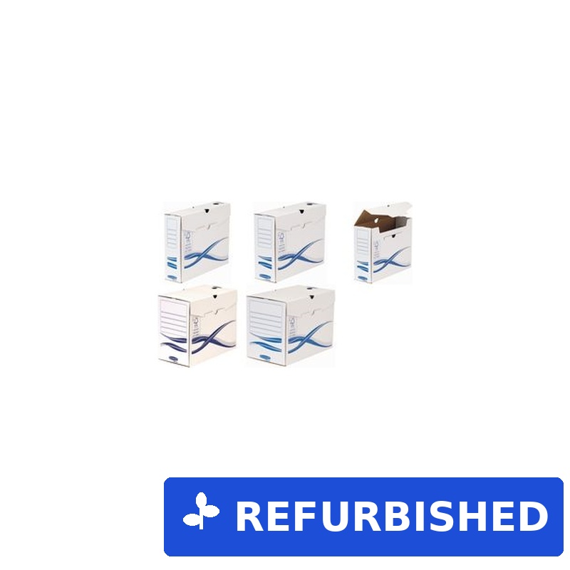 Fellowes BANKERS BOX Basic Archiv-Schachtel, blau, (B)150 mm aus 100% recyceltem Karton, FSC-zertifiziert, - 25 Stück (4460301) (geöffnet)