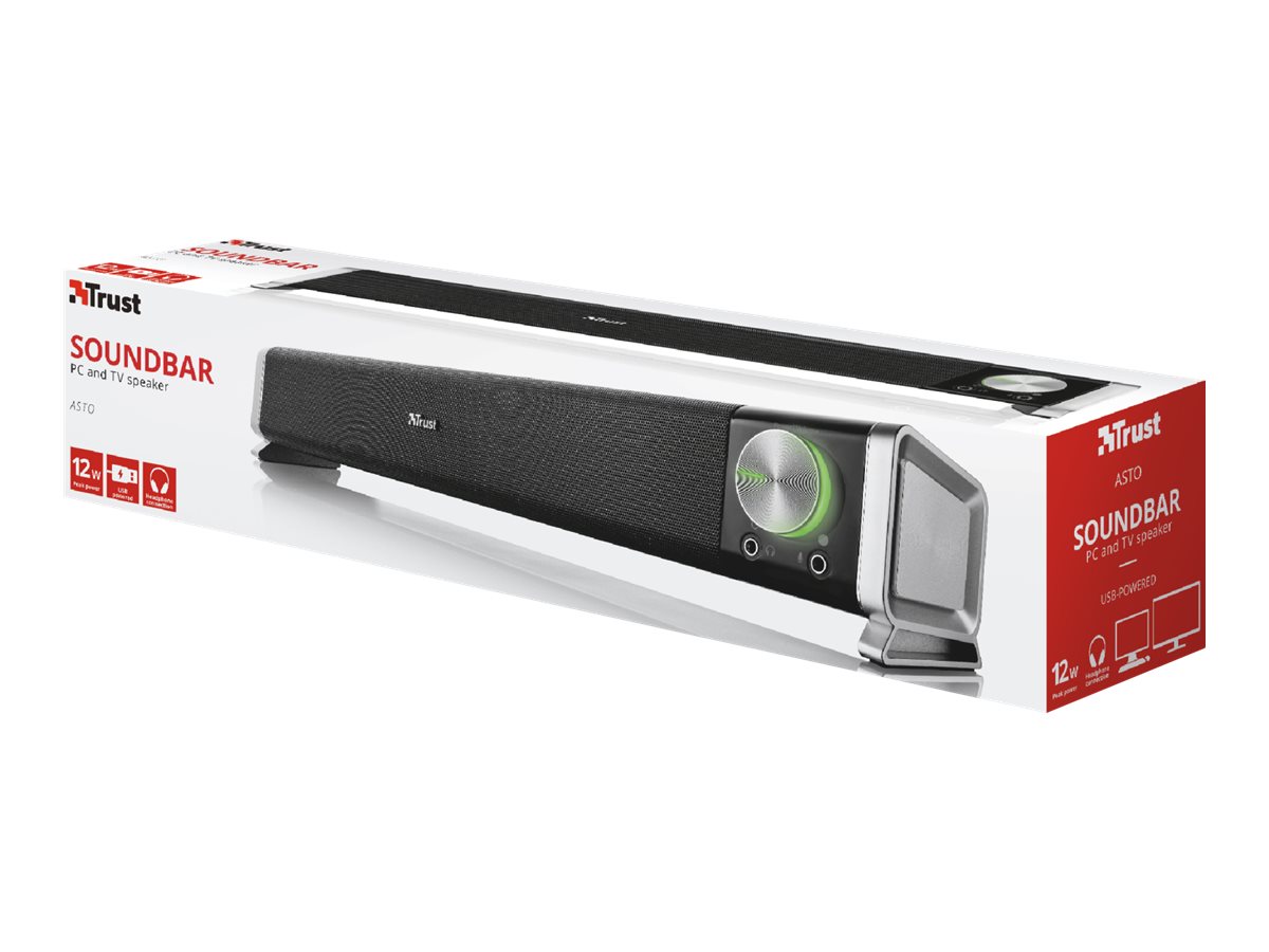 Trust Asto PC-Soundbar 6 W RMS USB-betrieben Schwarz, Silber