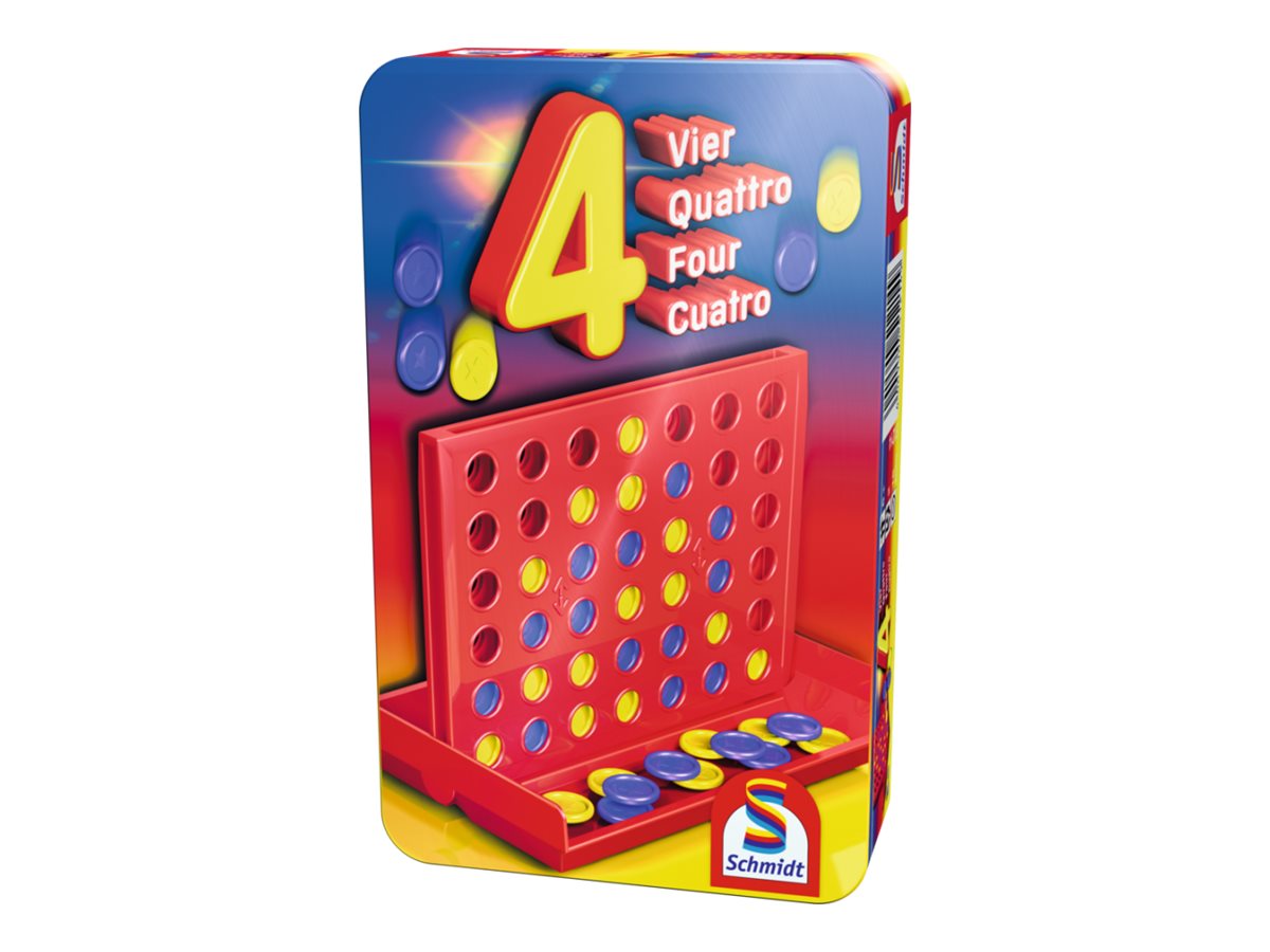 Schmidt Spiele Vier – Strategie-Brettspiel für 2 Spieler ab 6 Jahren, Blau/Gelb