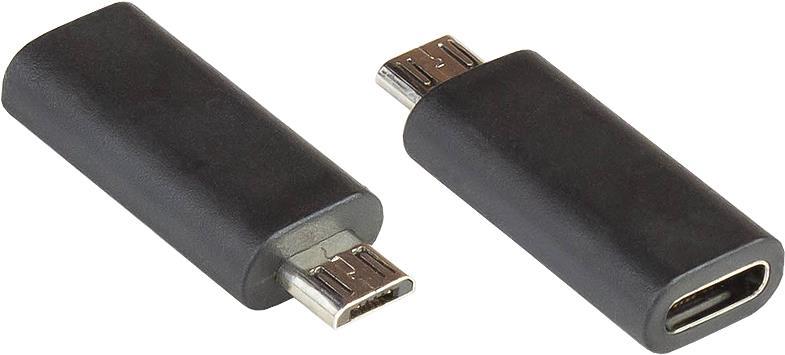ALCASA Adapter USB 2.0 Stecker Micro B an USB-C? Buchse, schwarz, Good Connections® (USB-AD202)