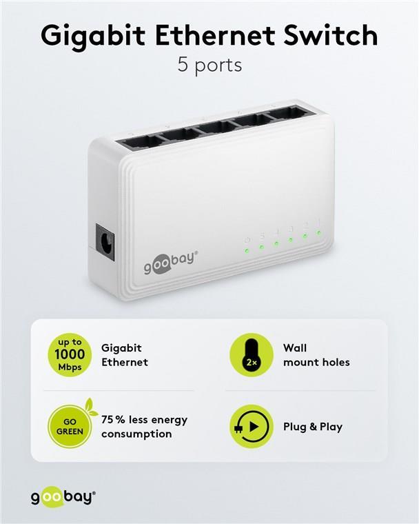 Goobay 5-Port Gigabit Ethernet Netzwerk-Switch (64563)