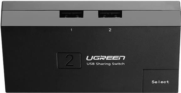 UGREEN 2 Ports USB 2.0 Teilen Switch 5,10cm (2") 1 Out Umschalter für Drucker Scanner Schwarz (30345)
