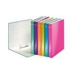 LEITZ Ringbuch WOW, DIN A4, Hartpappe, violett 2 D-Ring-Mechanik, Überbreite, Rückenbreite: 40 mm, Ring - 1 Stück (4241-00-62)