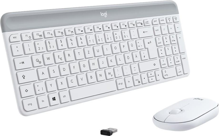 Logitech Slim Wireless Combo MK470 Tastatur-Maus-Set QWERTZ Deutsch Off-White