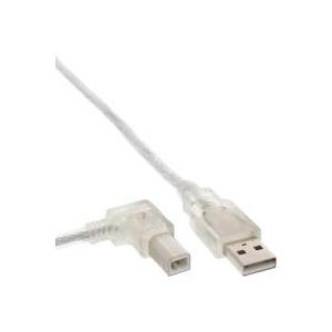 InLine® USB 2.0 Kabel, A an B links abgewinkelt, transparent, 2m (34520L)