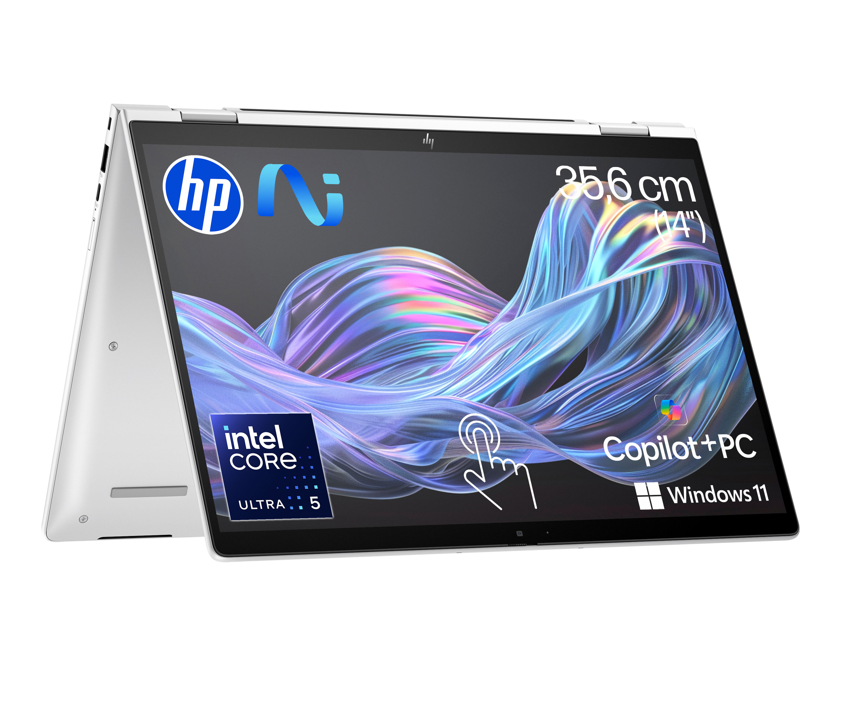 HP EliteBook X Flip G1i KI Laptop Intel Core Ultra 5 228V Hybrid (2-in-1) 35,6 cm (14") Touchscreen WUXGA 32 GB LPDDR5x-SDRAM 512 GB SSD Windows 11 Pro Copilot+ PC Silber (B69BKET#ABD)