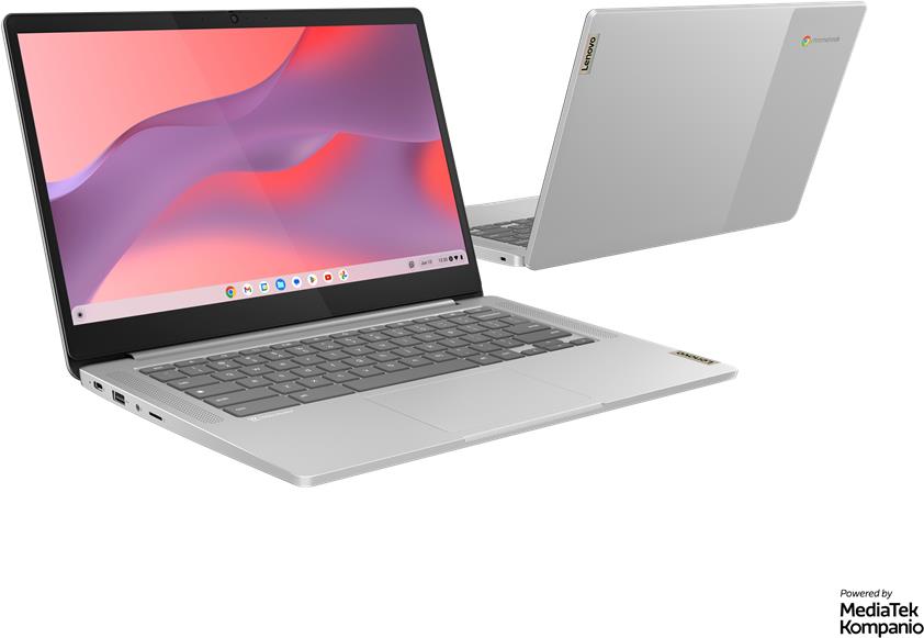 Lenovo IdeaPad Slim 3 Chrome Chromebook 35,6 cm (14") Full HD MediaTek Kompanio 520 4 GB LPDDR4x-SDRAM 128 GB eMMC Wi-Fi 6 (802.11ax) ChromeOS Grau (82XJ002KGE)