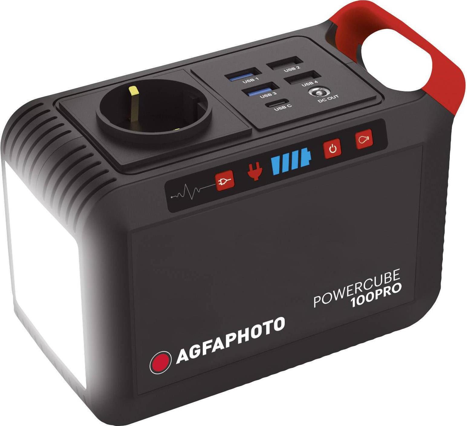 AgfaPhoto Powercube 100 Pro Powerstation Li-Ion Schwarz, Rot (717-854700)
