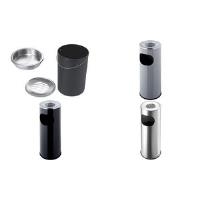 helit Standascher, rund, mittelgrau, Durchmesser: 340 mm Höhe: 490 mm, aus Metall, mit Abfallbehälter, Einwurf- (H2516087)