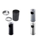 helit Standascher, rund, mittelgrau, Durchmesser: 340 mm Höhe: 490 mm, aus Metall, mit Abfallbehälter, Einwurf- (H2516087)