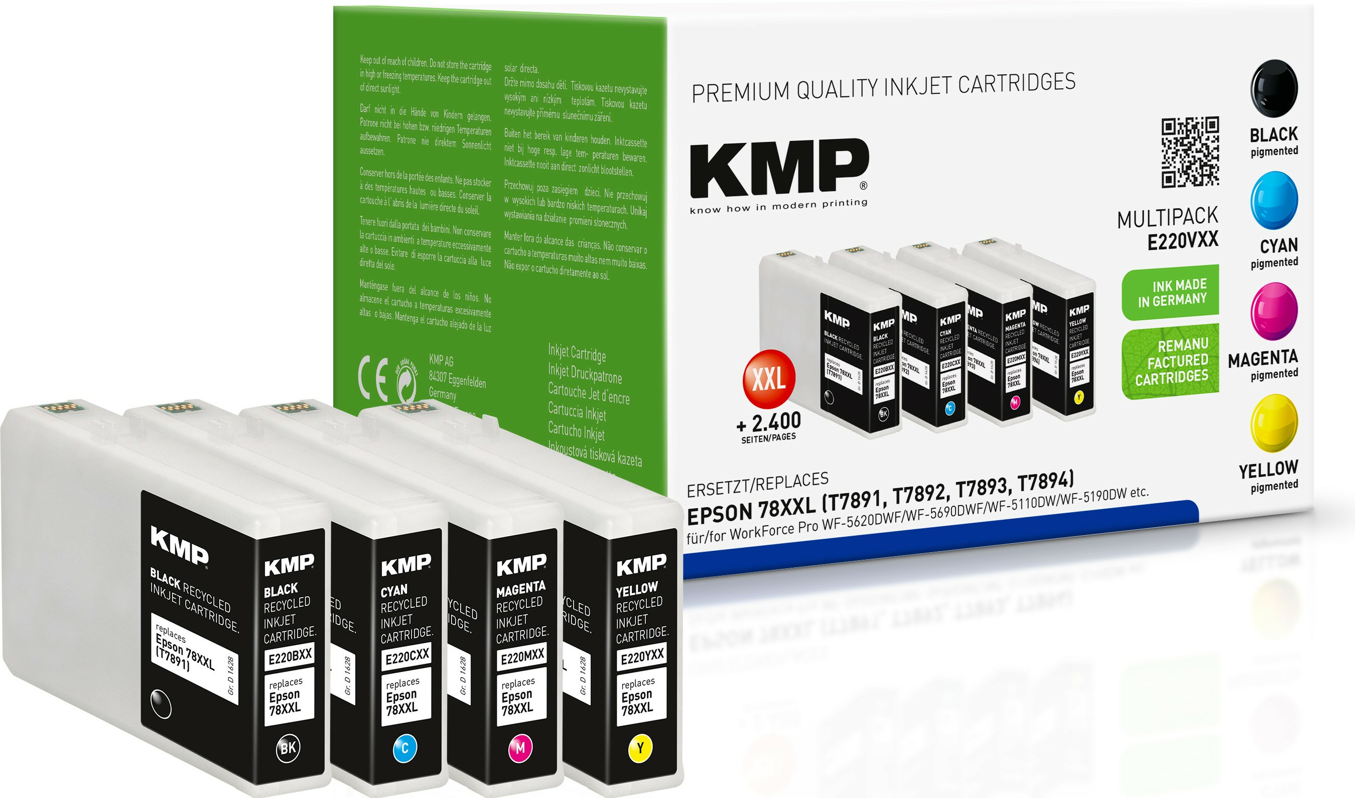 KMP MULTIPACK E220VXX Tintenpatrone 4er-Pack Schwarz, Cyan, Magenta, Gelb