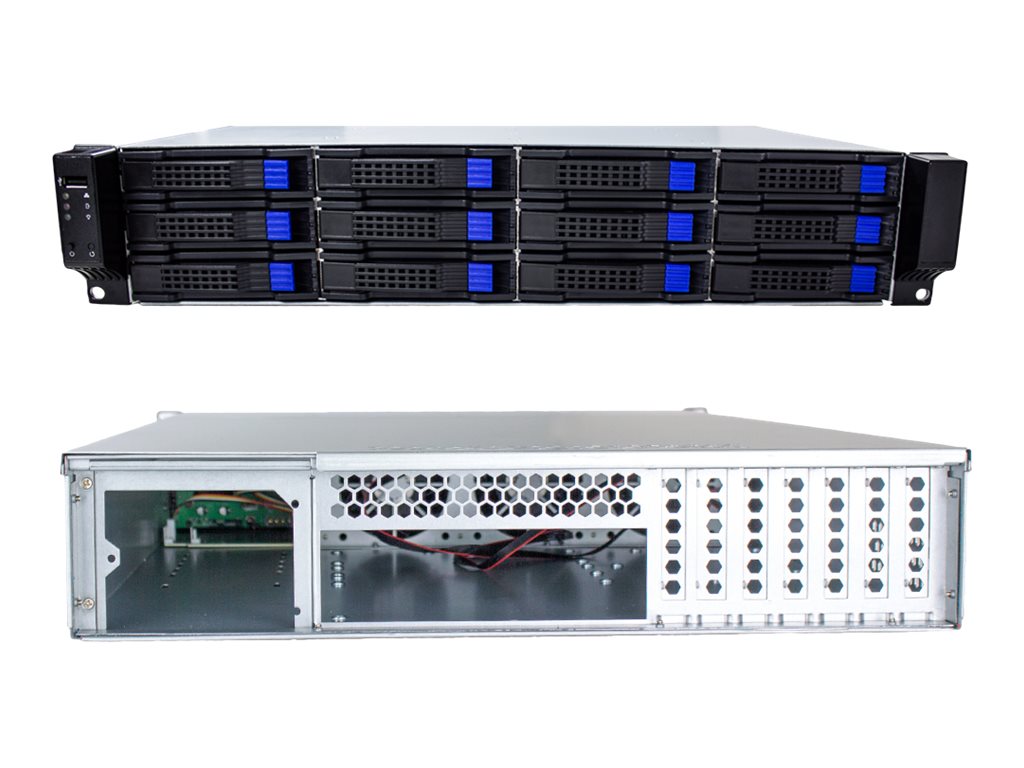 Fantec SRC-2612X07 2HE Rack-Gehäuse 12x 3,5" Hot-Swap SAS/SATA Schwarz, Silber