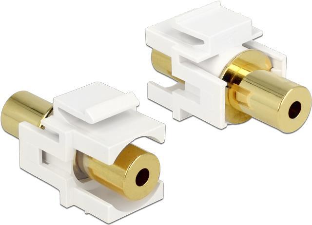 DELOCK Keystone Modul Klinkenbuchse 3,5 mm 4 Pin > Klinkenbuchse 3,5 mm 4 Pin vergoldet weiss