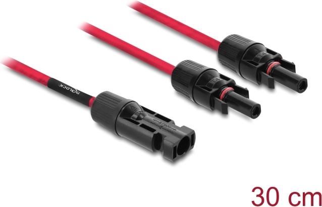 Delock DL4 Solar Splitter Kabel 1 x Stecker zu 2 Buchse 30 cm rot (90707)