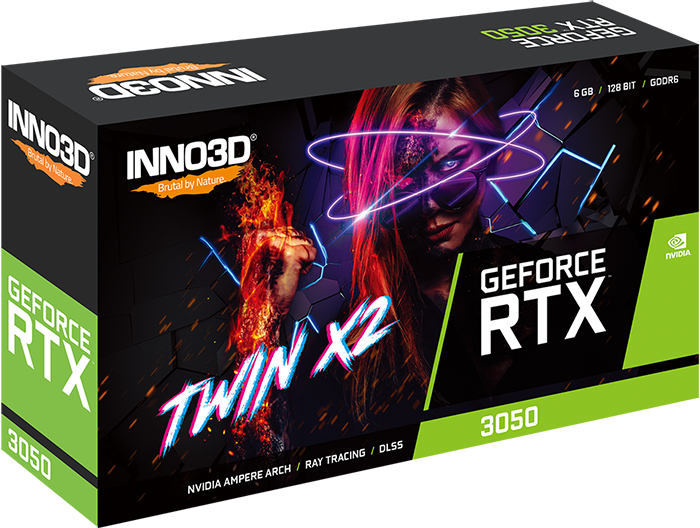 Inno3D GeForce RTX 3050 TWIN X2 V2, 6 GB GDDR6, Schwarz