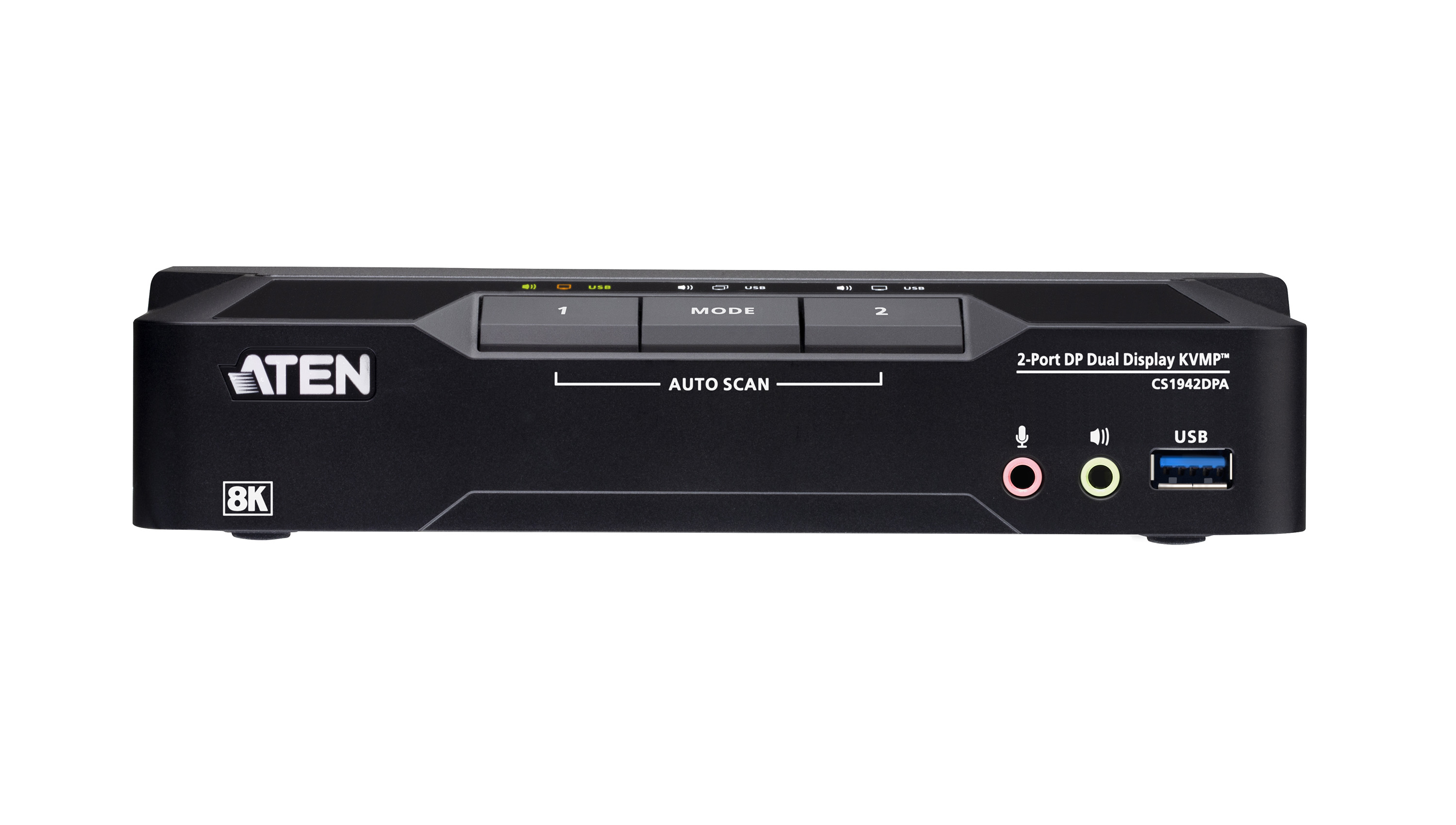 ATEN CS1942DPA KVMP-Switch 2-Port Dual-Display DisplayPort USB 3.0 8K Schwarz