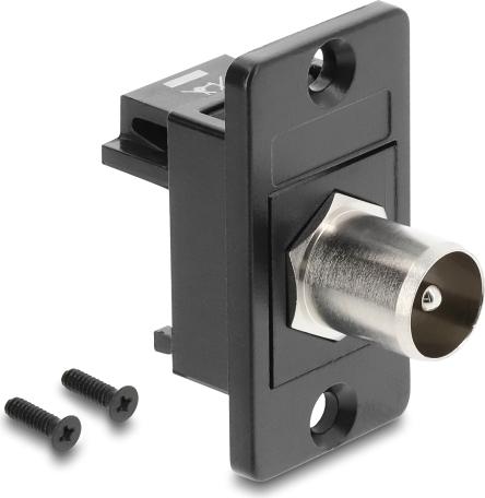 DELOCK Panel Mount IEC Stecker zu F Buchse schwarz (91204)