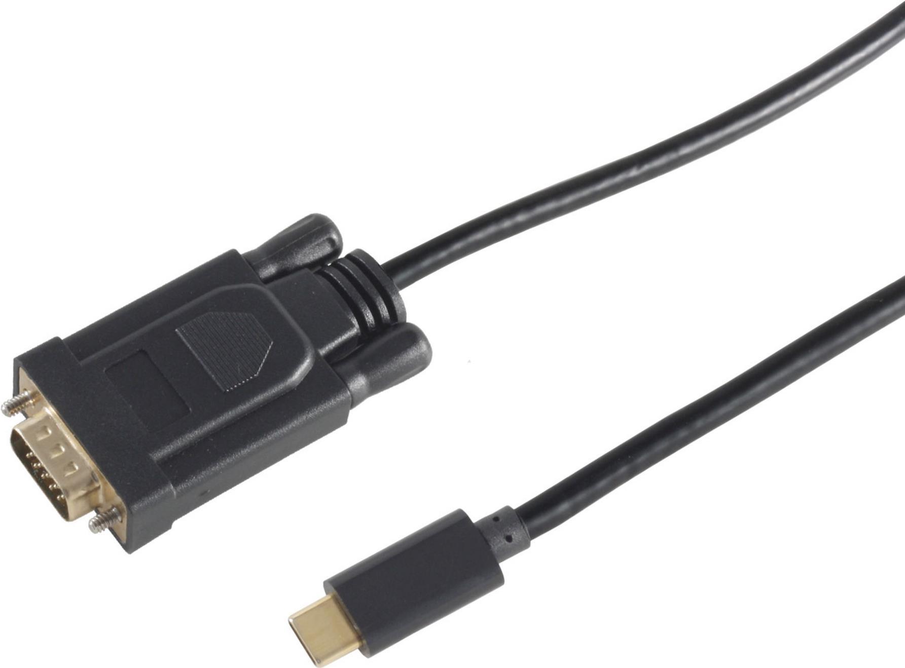 S-Conn 10-59045 3m USB C VGA (D-Sub) Schwarz Videokabel-Adapter (10-59045)