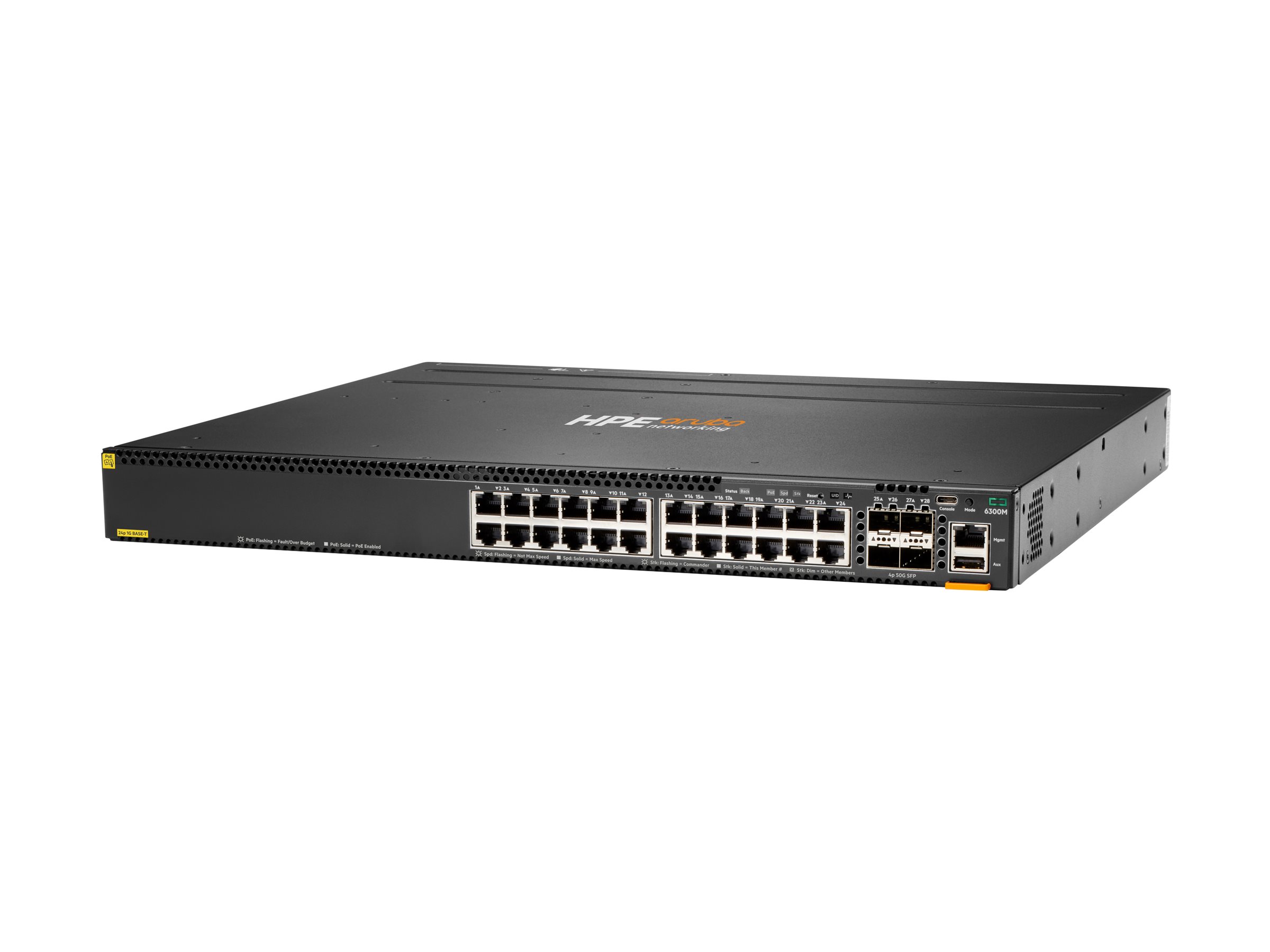 HPE Aruba CX 6300M 24-Port Managed Switch 4x SFP56 PoE+ Schwarz