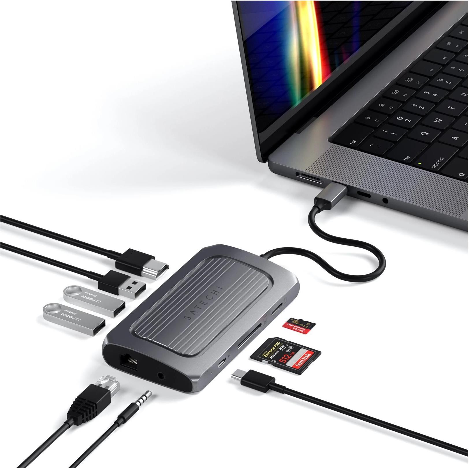 Satechi Dockingstation ST-U4MA3M USB-C HDMI Grau