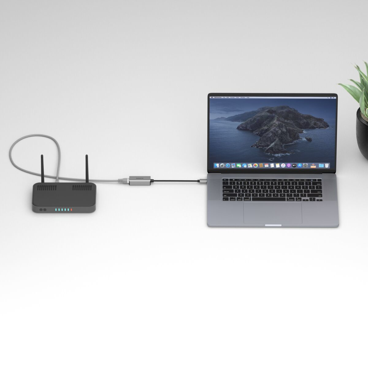 Marmitek Connect Netzwerkadapter USB-C 3.1 auf Gigabit Ethernet Schwarz, Silber