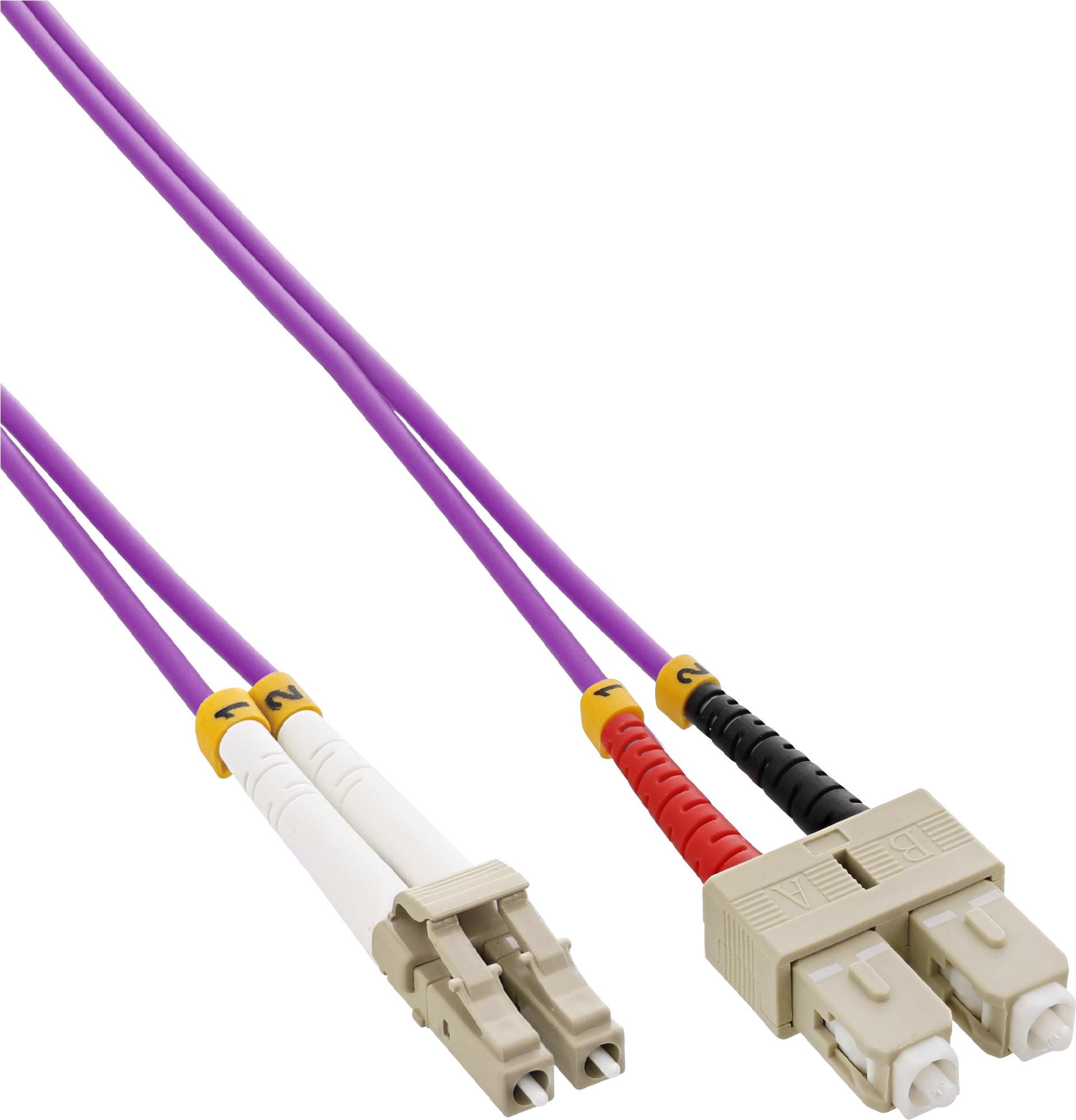 InLine LWL Duplex Patch-Kabel LC/SC 50/125 µm OM4 10 m Lila