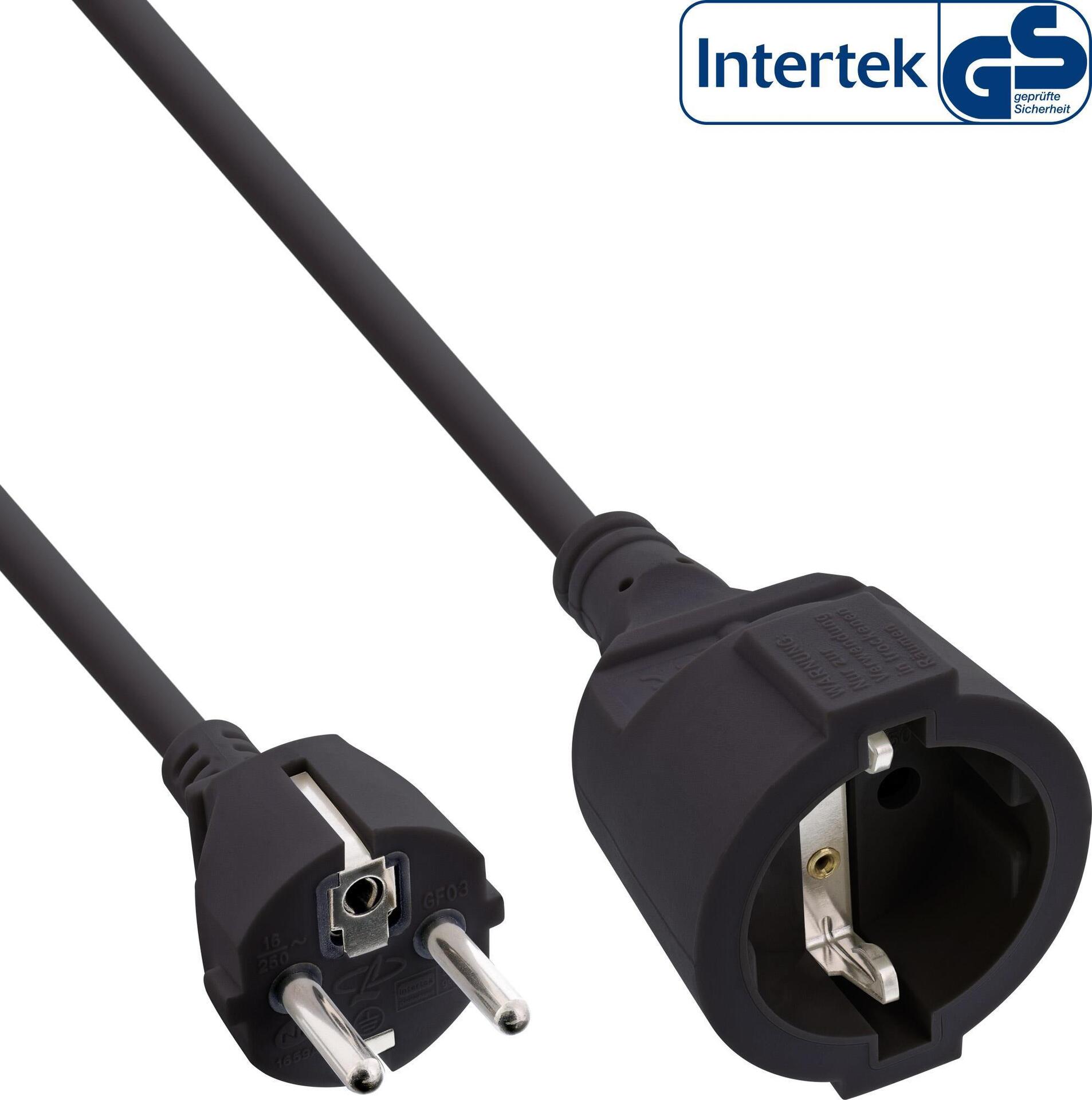 InLine® Strom-Verlängerung Schutzkontakt Stecker / Buchse, schwarz, 20m (16410F)