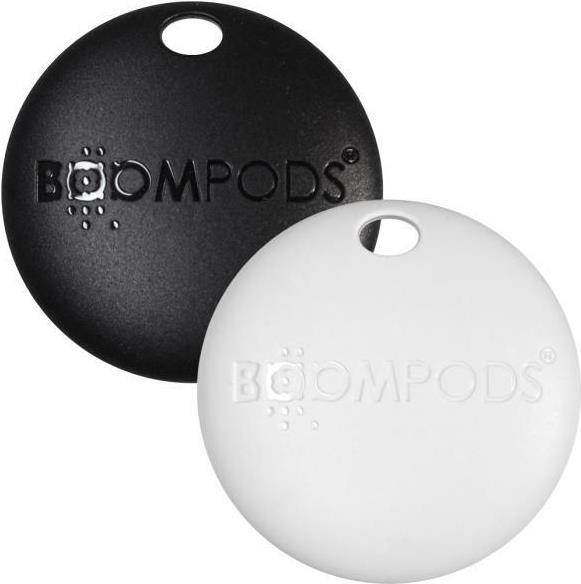 BOOMPODS BOOMTAG Bluetooth-Tracker 2er-Pack Bluetooth 5.2 IPX5 Recycelbarer Kunststoff Schwarz, Weiß