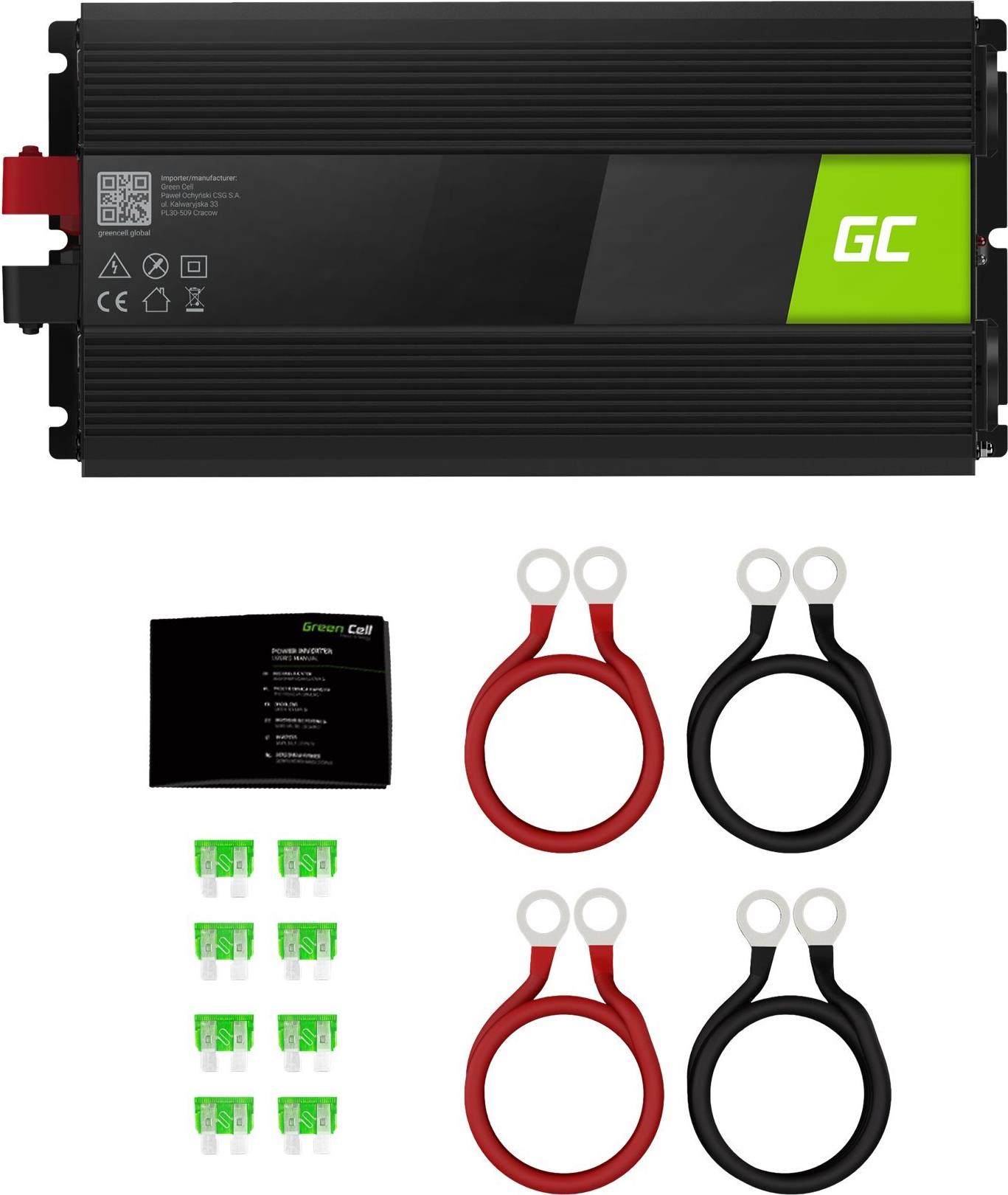 Green Cell INV20 Wechselrichter DC 24 V auf 230 V 4000 W Schwarz
