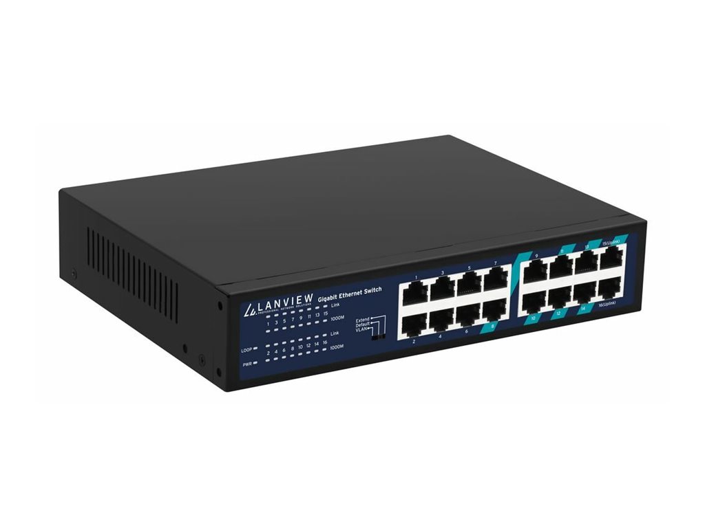 Lanview LVN-1U-16PORT-1G Gigabit Ethernet Switch 16 Ports Schwarz