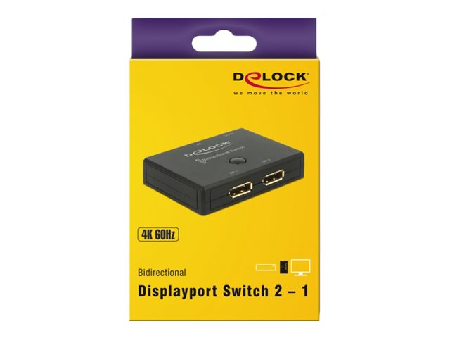 Delock DisplayPort 2-1 Umschalter bidirektional 4K 60 Hz Schwarz