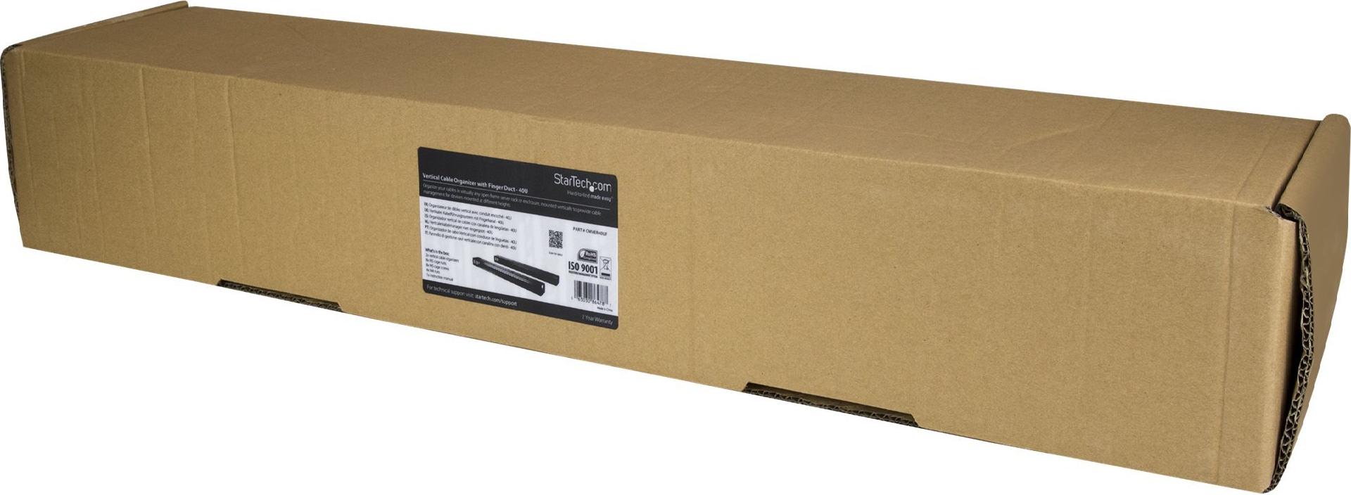 StarTech.com Vertikaler Kabelordner mit Finger Duct 0U 1,8 m 40U Schwarz