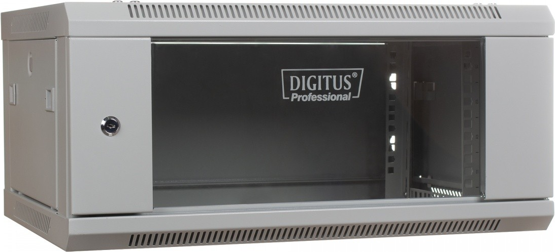 DIGITUS Wall Mount Cabinet 48,30cm (19") 4U 279/600/450mm, glass door, grey, unmounted (DN-WU19 04U/450)