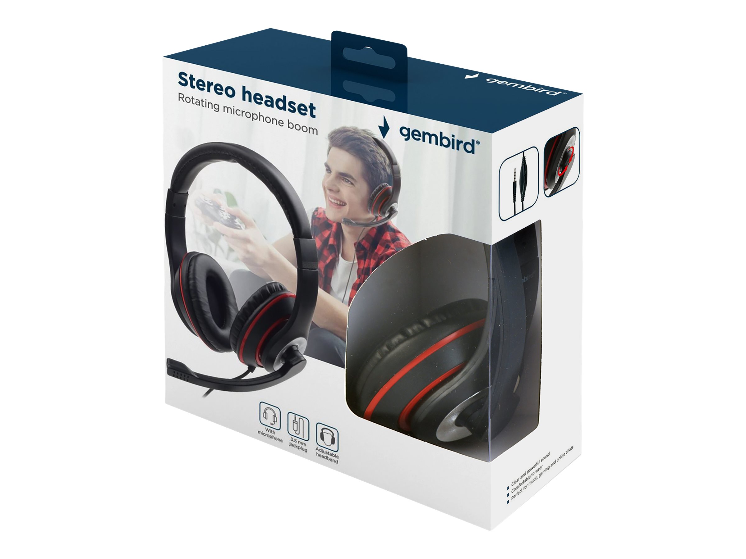 Gembird MHS-03-BKRD Headset 3,5 mm Schwarz - Rot