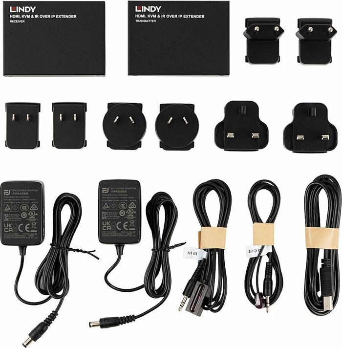Lindy 39320 HDMI KVM & IR over IP Extender, bis 150 m über CAT 6, Schwarz