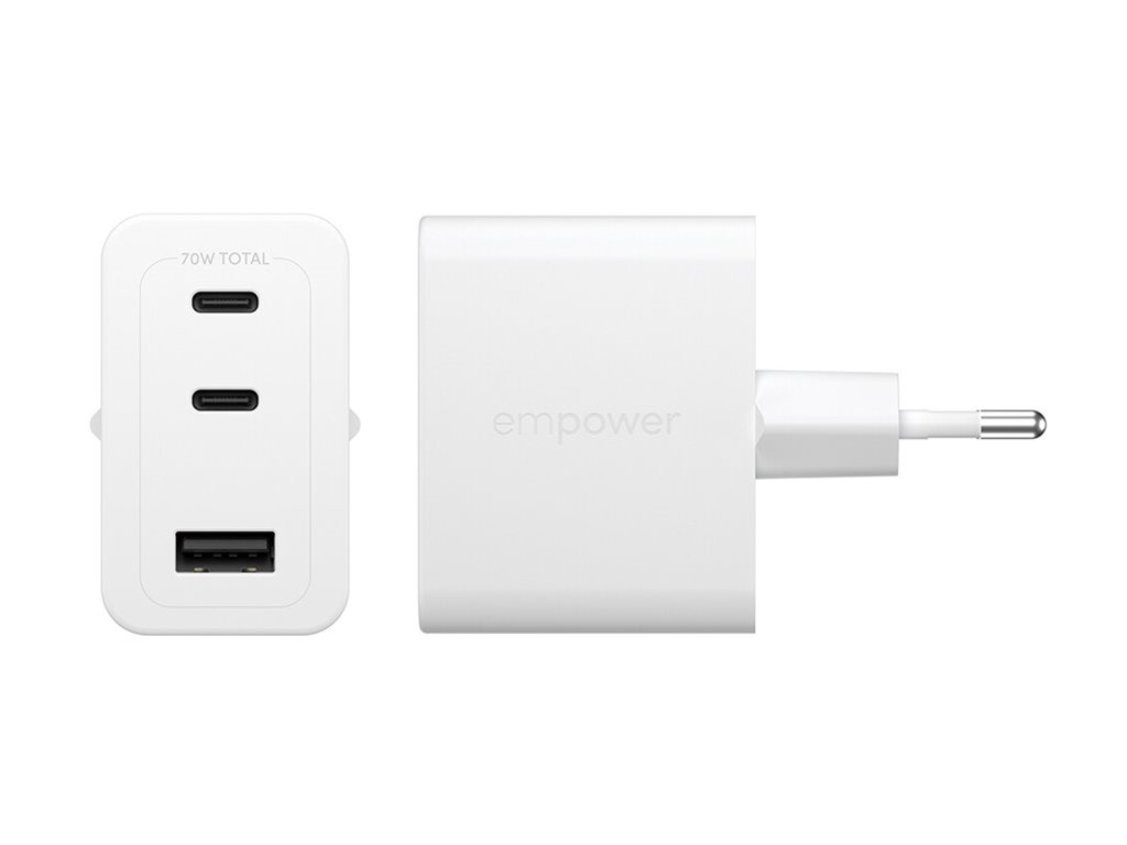 PanzerGlass empower Turbo 70W Netzteil 2x USB-C + USB-A Power Delivery 3.1 Silver White