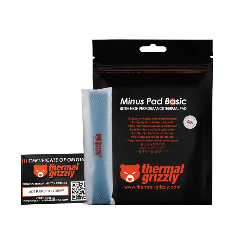 Thermal Grizzly Minus Pad Basic TG-MP-B-120-20-05-4 Wärmeleitpad 120 x 20 x 0,5 mm 4 Stück Schwarz