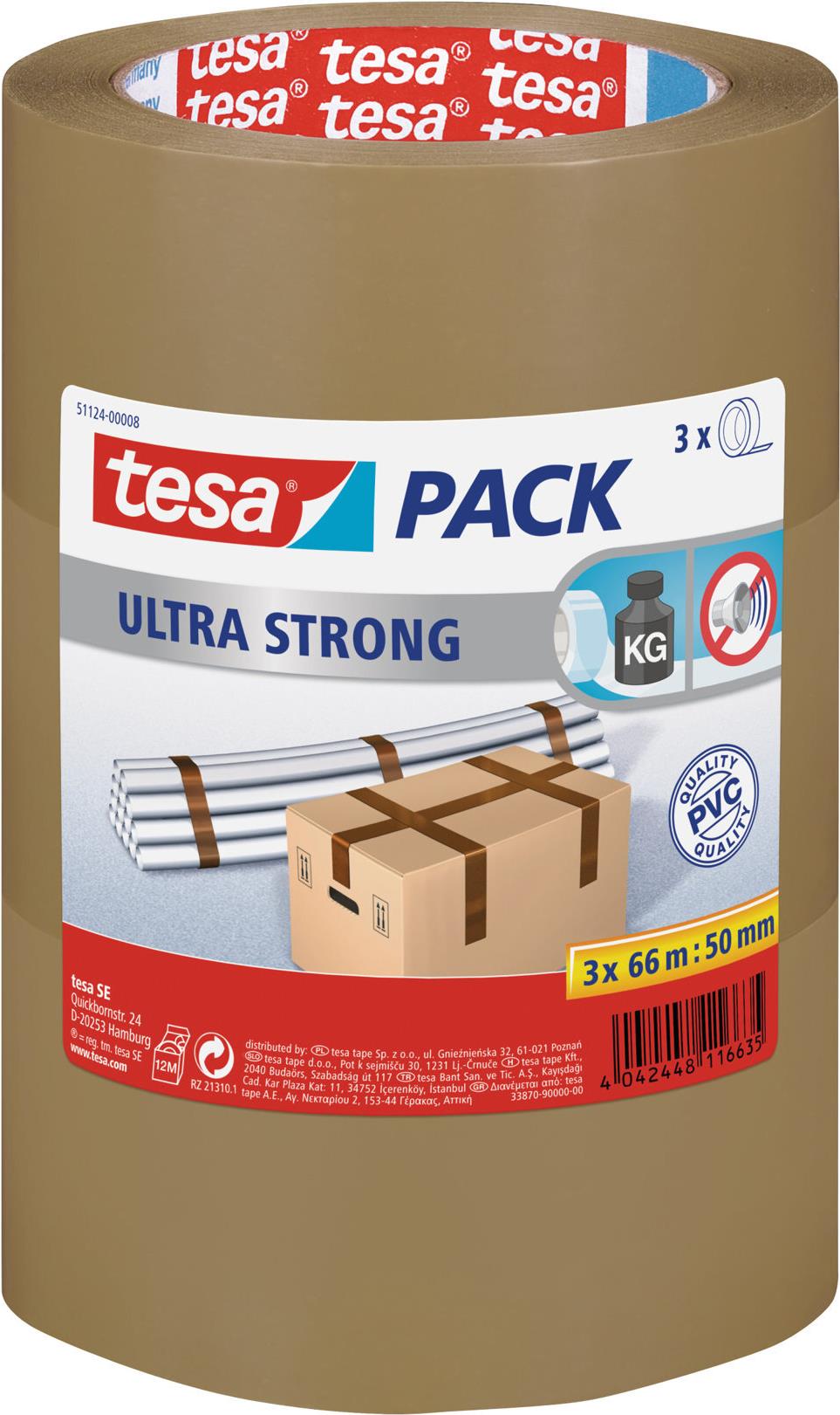 TESA Packband Tesapack® Ultra Strong Braun (L x B) 66 m x 50 mm Inhalt: 3 Rolle(n) (51124-08-01)