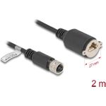 Delock M12 Kabel D-kodiert 4 Pin Buchse zu RJ45 zum Einbau Cat.5e FTP 2 m (80453)