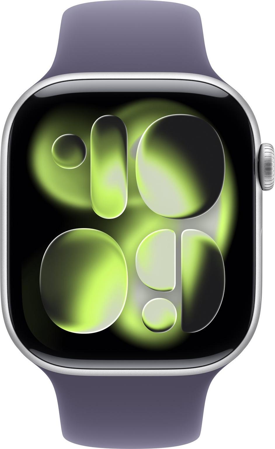 Apple Watch Series 11 (GPS + Cellular) Smartwatch 46mm Aluminiumgehäuse Silver Sportband Purple Fog S/M