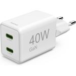 Hama Schnellladegerät, GaN, 2x USB-C, Super-Mini-Ladegerät, PD, 40 W, Weiß (00201989)