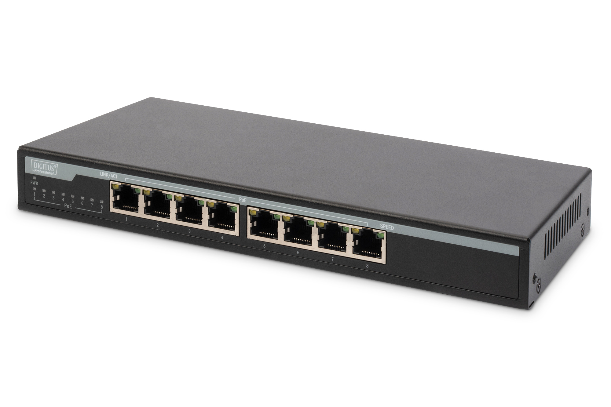 Digitus Professional DN-95340 8-Port PoE Gigabit Desktop Switch 135W Schwarz