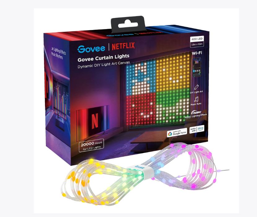 Govee Curtain Lighting H70BCCA1 LED-Lichtervorhang – WiFi/Bluetooth – Netflix-Sync – Mehrfarbig