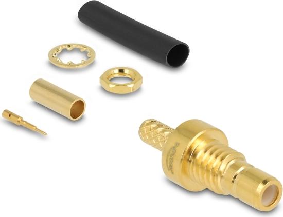 Delock SMB Buchse zum Crimpen RG-174 RG-316mit passendem Schrumpfschlauch (91787)