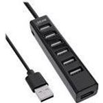 InLine® USB 2.0 Hub, 7-Port, schwarz, mit 1m USB DC Kabel, schwarz (33293D)