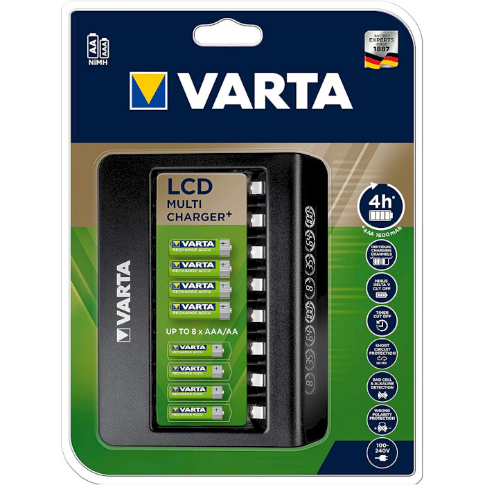 Varta LCD Multi Charger+ Batterieladegerät für 8x AA/AAA Schwarz