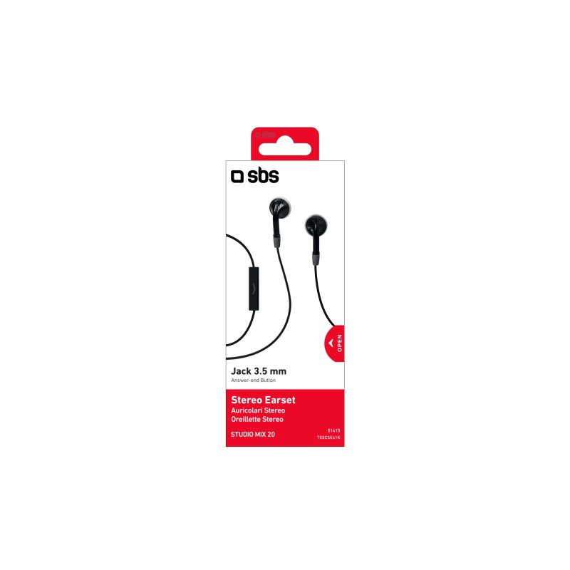SBS Power Duo TE0CSE41K In-Ear-Headset mit Mikrofon 3,5 mm Schwarz