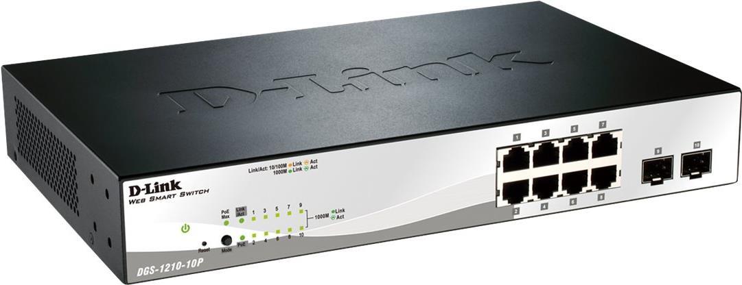 D-Link DGS-1210-10P Managed L2 Gigabit Ethernet (10/100/1000) Power over Ethernet (PoE) 1U Schwarz (DGS-1210-10P/E)