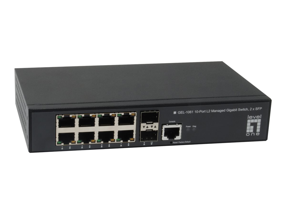 LevelOne GEL-1061 L2 Managed Gigabit Switch 10-Port 2x SFP Schwarz